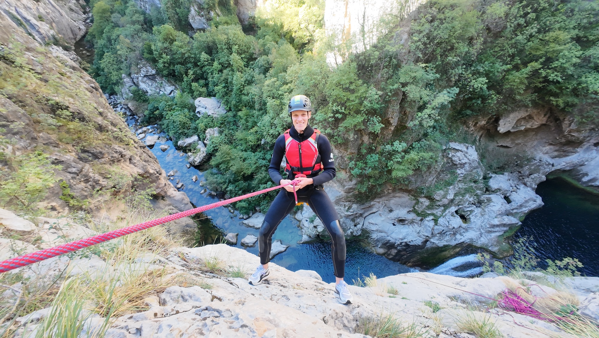 Extreme canyoning Croatia — rope rappel