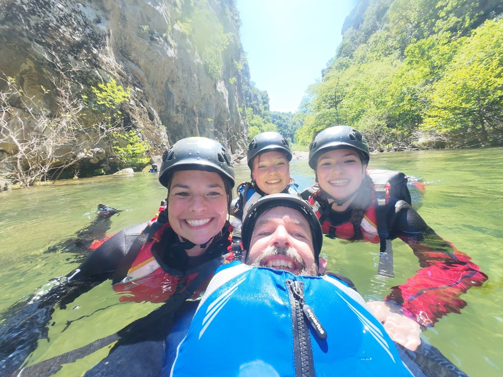 Canyoning through the Cetina canyon, aerial view